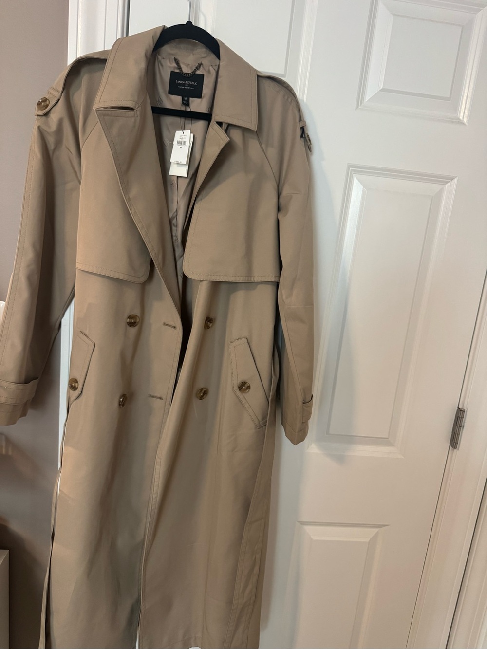 Banana Republic Timeless Trench Coat Tan New Sz M - Picture 3 of 7